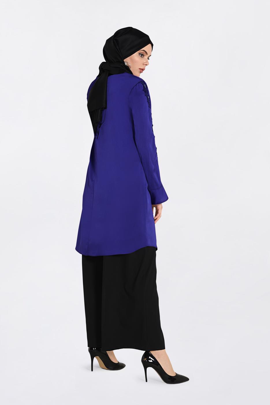 Tesettür giyim MOR ALVİNA İŞLEMELİ TUNİK 4301
