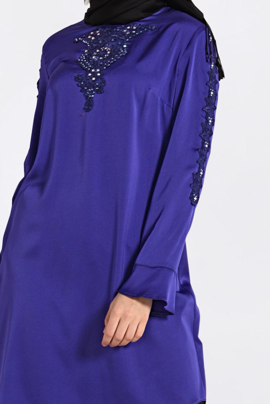 Tesettür giyim MOR ALVİNA İŞLEMELİ TUNİK 4301