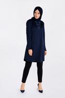 Tesettür giyim LACİVERT ALVİNA İŞLEMELİ TUNİK 4301