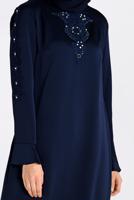 Tesettür giyim LACİVERT ALVİNA İŞLEMELİ TUNİK 4301