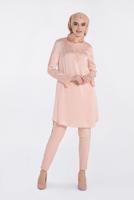 Tesettür giyim PUDRA ALVİNA İŞLEMELİ TUNİK 4301