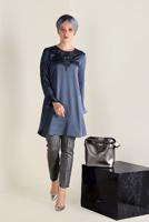 Tesettür giyim GRİ ALVİNA İŞLEMELİ TUNİK 4301