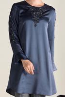 Tesettür giyim GRİ ALVİNA İŞLEMELİ TUNİK 4301