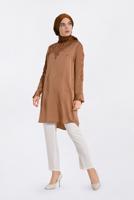 Tesettür giyim KAHVE ALVİNA İŞLEMELİ TUNİK 4301