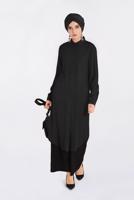 Tesettür giyim SİYAH DÜĞMELİ UZUN TUNİK 4397