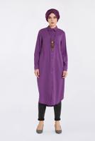 Hijab clothing PURPLE BUTTONED LONG TUNIC 4397 