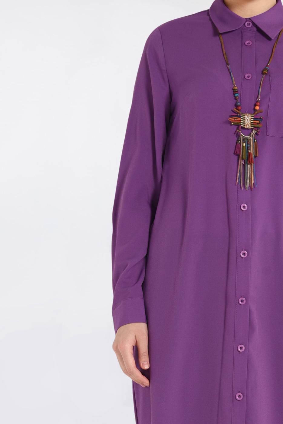 Hijab clothing PURPLE BUTTONED LONG TUNIC 4397 