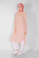 Tesettür giyim PUDRA DÜĞMELİ UZUN TUNİK 4397