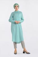 Tesettür giyim YEŞİL DÜĞMELİ UZUN TUNİK 4397