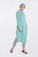 Tesettür giyim YEŞİL DÜĞMELİ UZUN TUNİK 4397