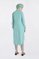Tesettür giyim YEŞİL DÜĞMELİ UZUN TUNİK 4397
