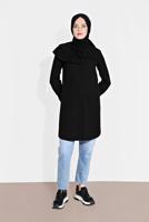 Tesettür giyim SİYAH ALVİNA YAKA KISMI FIRFIR DETAYLI TUNİK 4399