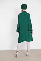 Tesettür giyim YEŞİL ALVİNA KOLLARI VOLANLI İŞLEMELİ TUNİK 4444