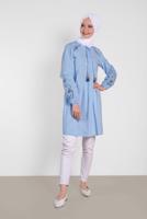 Tesettür giyim MAVİ  ALVİNA KETEN TUNİK  4472