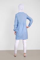 Tesettür giyim MAVİ  ALVİNA KETEN TUNİK  4472