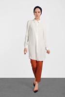 Tesettür giyim KREM ALVİNA BOYDAN DÜĞMELİ TUNİK 4495