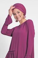 Tesettür giyim FUŞYA ALVİNA YANLARI FIRFIRLI TUNİK 4850