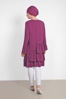 Tesettür giyim FUŞYA ALVİNA YANLARI FIRFIRLI TUNİK 4850