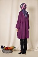 Tesettür giyim FUŞYA ALVİNA ARKASI BÜZGÜLÜ TUNİK 4851