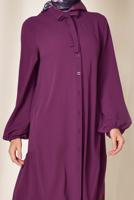 Tesettür giyim FUŞYA ALVİNA ARKASI BÜZGÜLÜ TUNİK 4851