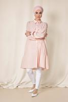 Tesettür giyim PEMBE ALVİNA ARKASI BÜZGÜLÜ TUNİK 4851