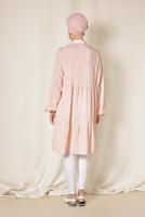 Tesettür giyim PEMBE ALVİNA ARKASI BÜZGÜLÜ TUNİK 4851