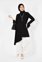 Tesettür giyim SİYAH ALVİNA ASİMETRİK KESİM TUNİK 4852