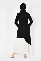 Tesettür giyim SİYAH ALVİNA ASİMETRİK KESİM TUNİK 4852