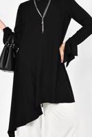 Tesettür giyim SİYAH ALVİNA ASİMETRİK KESİM TUNİK 4852