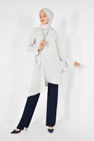 Tesettür giyim BEJ ALVİNA ASİMETRİK KESİM TUNİK 4852