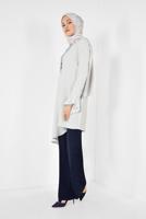 Tesettür giyim BEJ ALVİNA ASİMETRİK KESİM TUNİK 4852