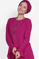 Tesettür giyim FUŞYA ALVİNA ASİMETRİK KESİM TUNİK 4852