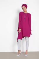 Tesettür giyim FUŞYA ALVİNA ASİMETRİK KESİM TUNİK 4852
