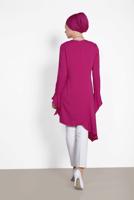 Tesettür giyim FUŞYA ALVİNA ASİMETRİK KESİM TUNİK 4852
