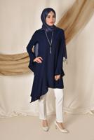 Tesettür giyim LACİVERT ALVİNA ASİMETRİK KESİM TUNİK 4852