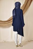Tesettür giyim LACİVERT ALVİNA ASİMETRİK KESİM TUNİK 4852