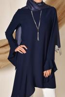 Tesettür giyim LACİVERT ALVİNA ASİMETRİK KESİM TUNİK 4852