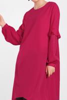 Tesettür giyim FUŞYA ALVİNA KOLLARI TAŞ DETAYLI TUNİK 4858