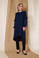 Tesettür giyim LACİVERT ALVİNA KOLLARI TAŞ DETAYLI TUNİK 4858