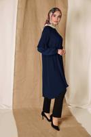 Tesettür giyim LACİVERT ALVİNA KOLLARI TAŞ DETAYLI TUNİK 4858