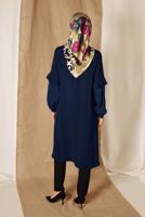 Tesettür giyim LACİVERT ALVİNA KOLLARI TAŞ DETAYLI TUNİK 4858