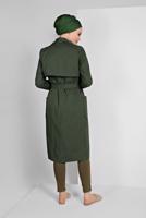 Tesettür giyim HAKİ KRUVAZE YAKA KUŞAKLI TRENÇKOT 26107