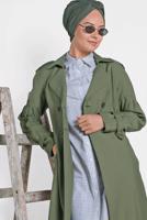 Tesettür giyim HAKİ T 1429 ALVİNA 10360 TRENÇKOT