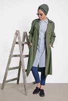 Tesettür giyim HAKİ T 1429 ALVİNA 10360 TRENÇKOT