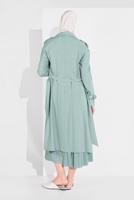 Hijab clothing BLUE ALVıNA BELTED CLASSIC TRENCH COAT 1429