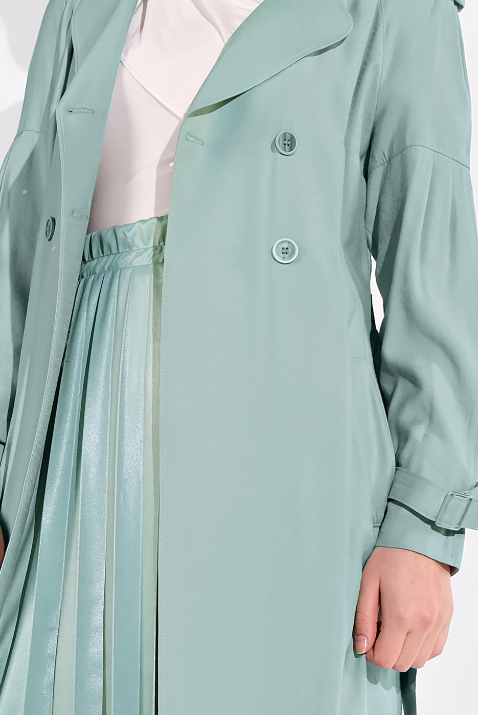 Hijab clothing BLUE ALVıNA BELTED CLASSIC TRENCH COAT 1429