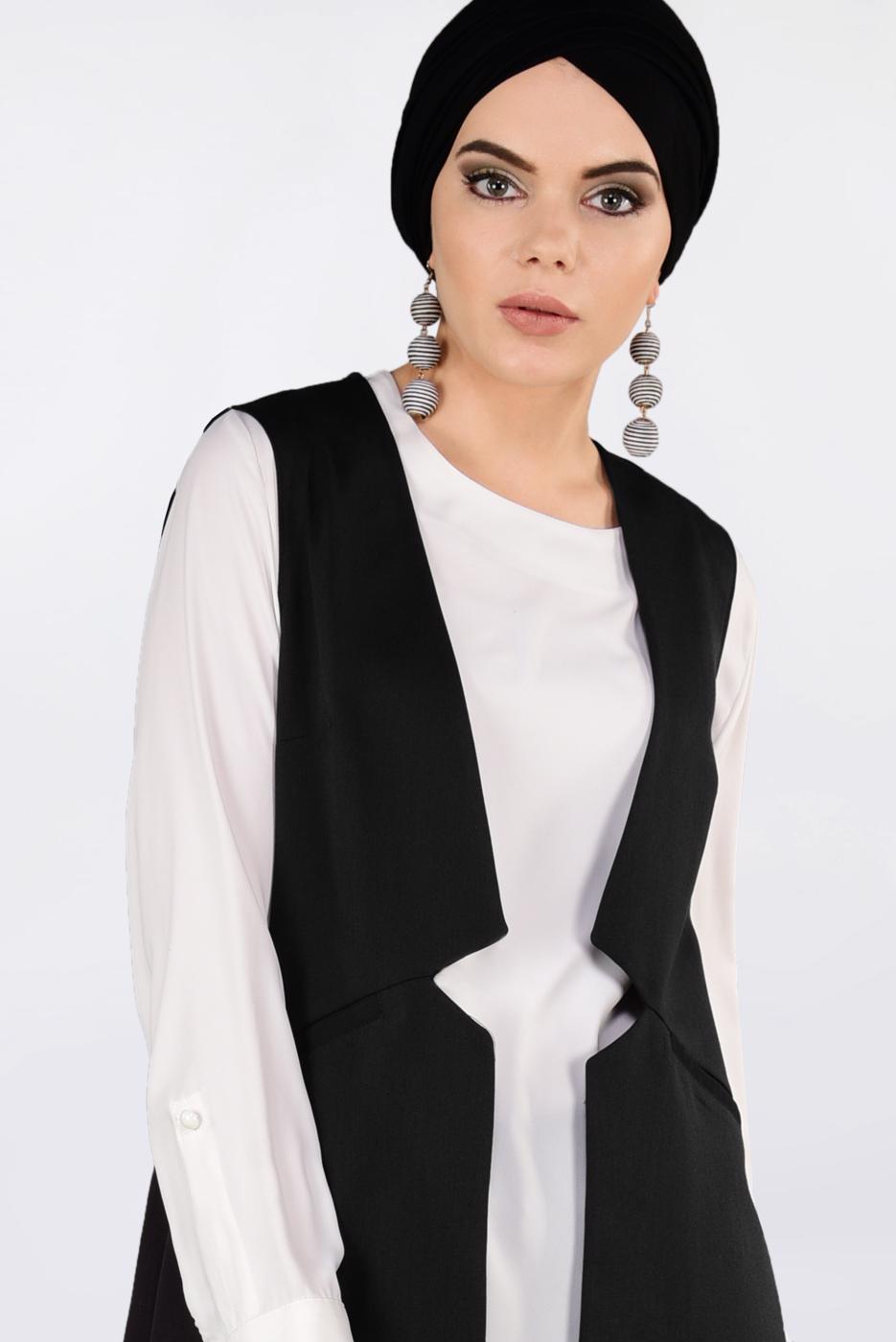 Vêtements hijab NOIR T 4330 ALVİNA SACHA 43514 YELEK