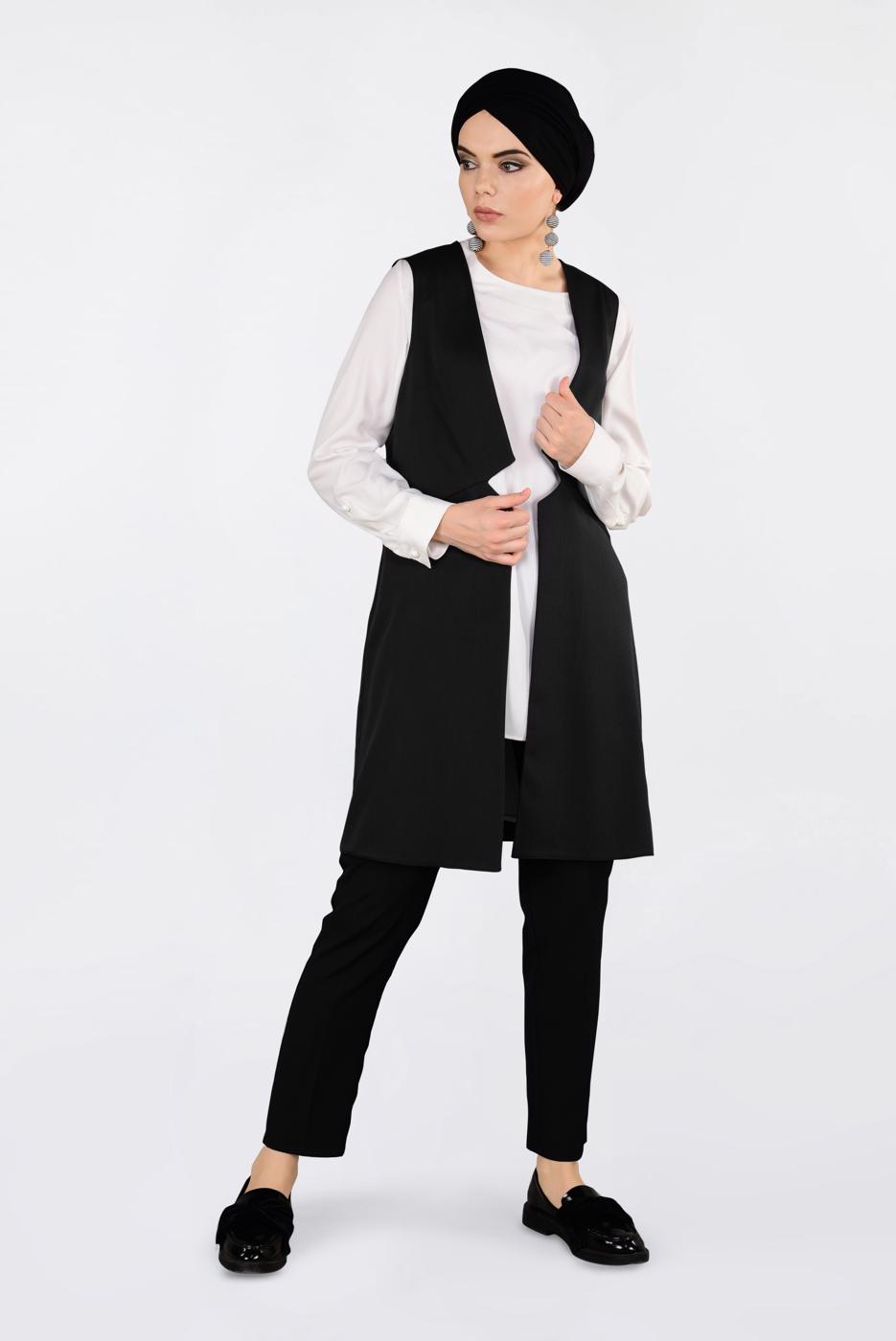 Vêtements hijab NOIR T 4330 ALVİNA SACHA 43514 YELEK