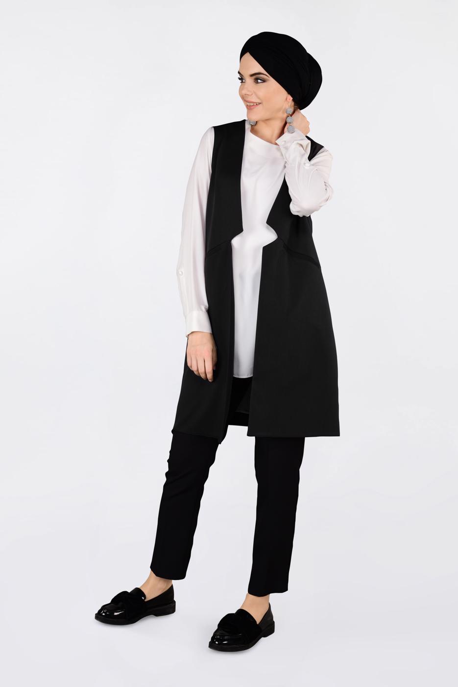Vêtements hijab NOIR T 4330 ALVİNA SACHA 43514 YELEK
