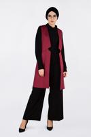 Tesettür giyim KIRMIZI ALVİNA ÖNÜ DETAYLI YELEK 4330